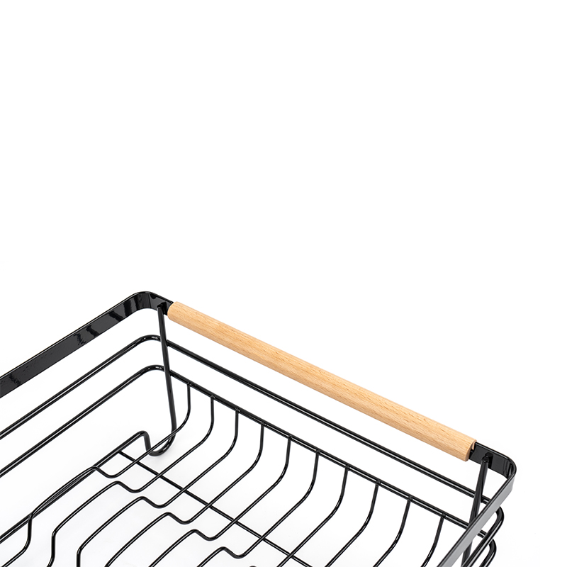Stendino per piatti in metallo con manici in legno