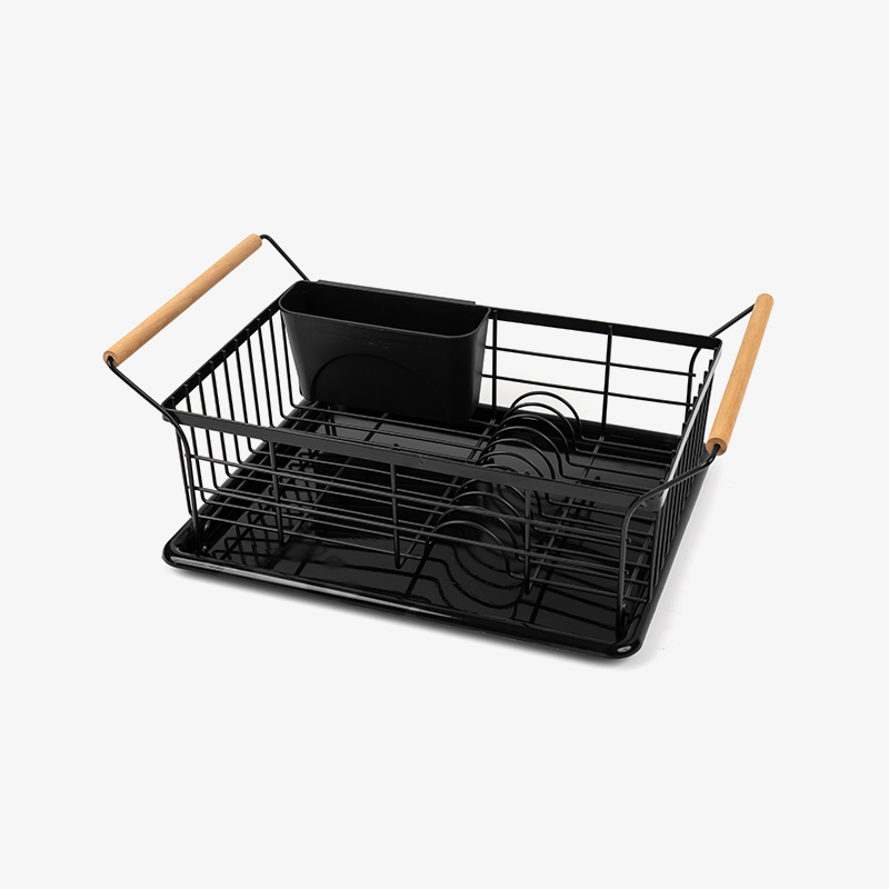 Stendino per ciotola e piatto con manico in legno