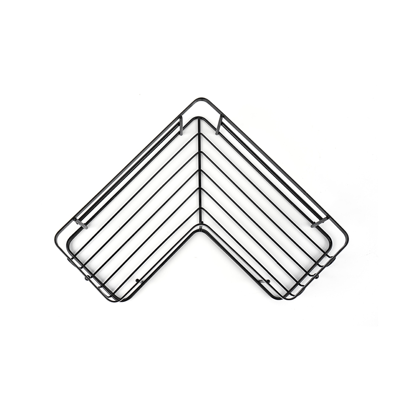 Portaoggetti da doccia angolare nero con montaggio a parete in acciaio inossidabile