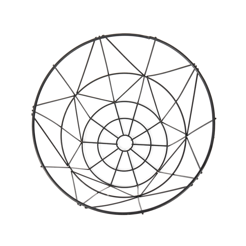 Pattumiera rotonda nera in rete metallica per ufficio e camera da letto