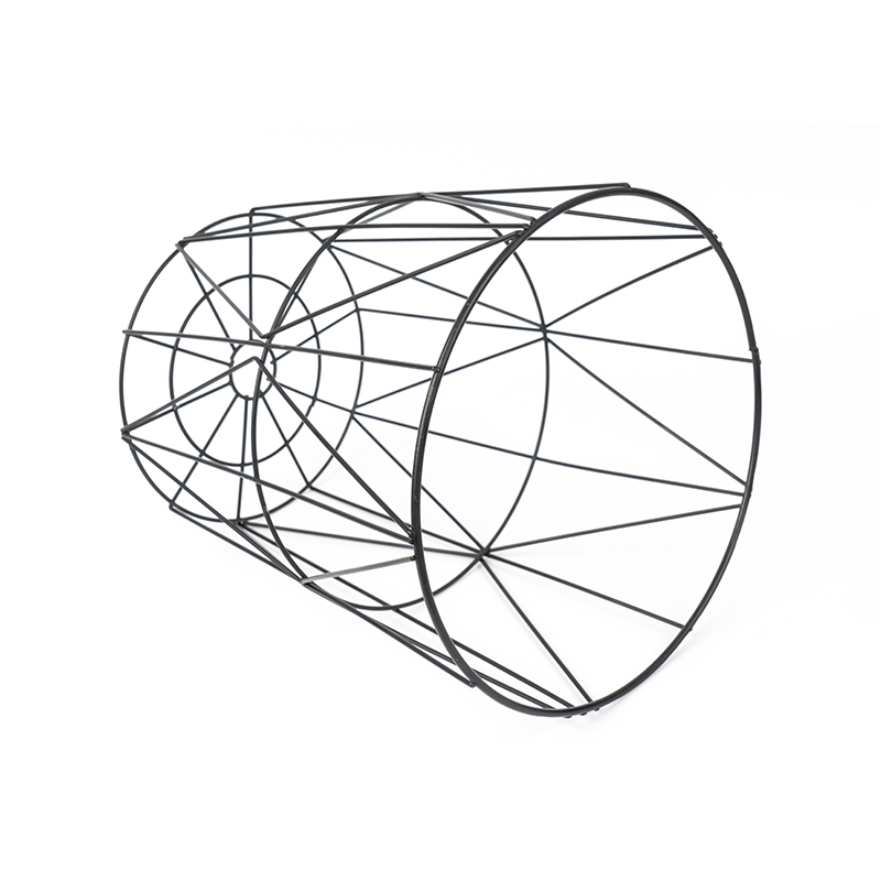 Pattumiera rotonda nera in rete metallica per ufficio e camera da letto