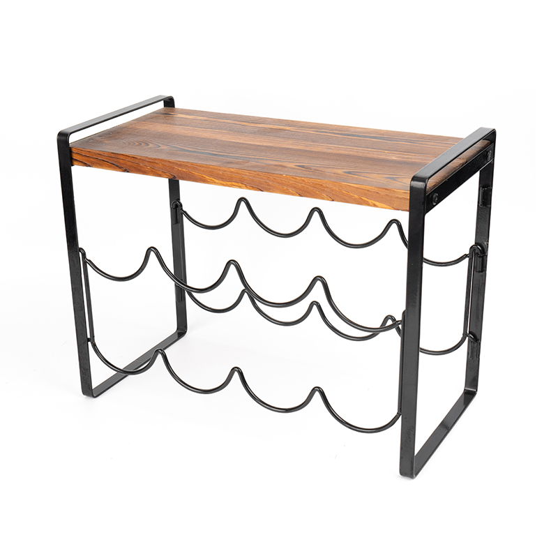 Bottiglie per portabottiglie da appoggio in legno rustico, non è necessario il montaggio